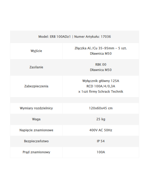 Rozdzielnica dźwigowa ERB 100ADz1